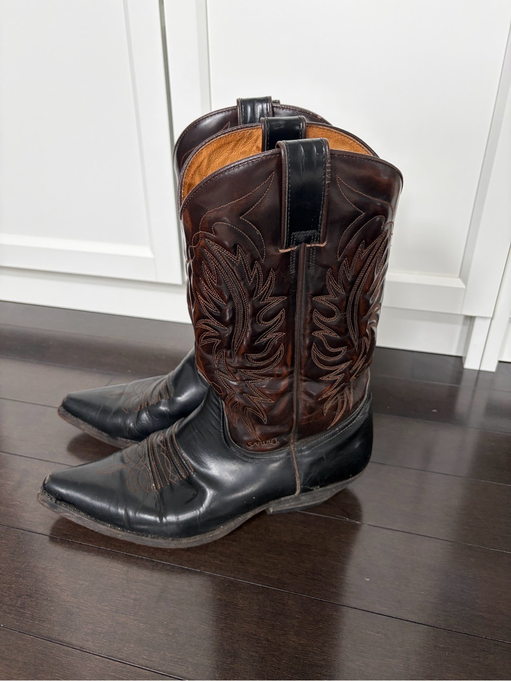 Men's Two-Tone Western Cowboy Boots - Black & Brown